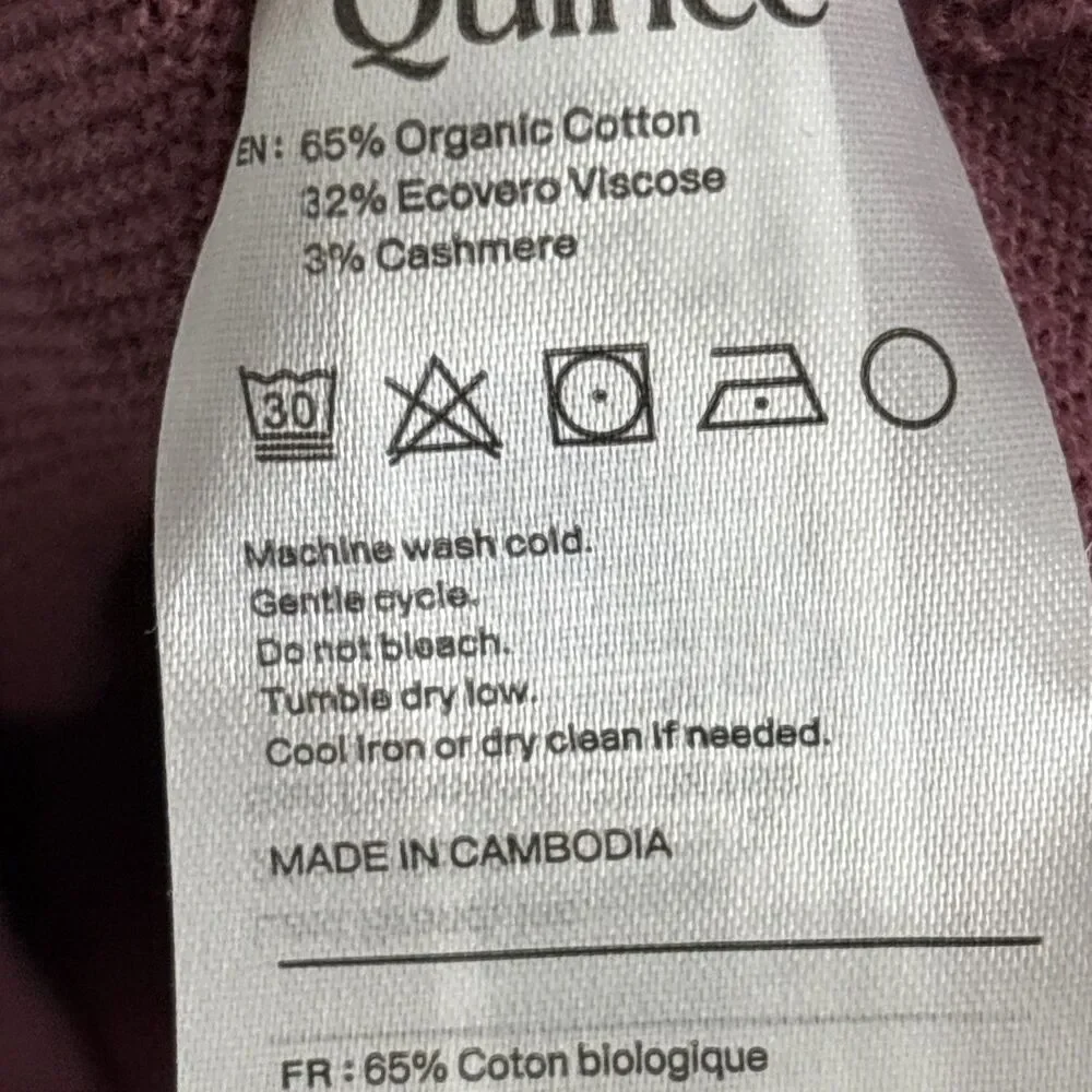 VGUC Quince Cotton Cashmere Link-Stitch Dolman Sweater Crushed Berry Purple S - Picture 9 of 10